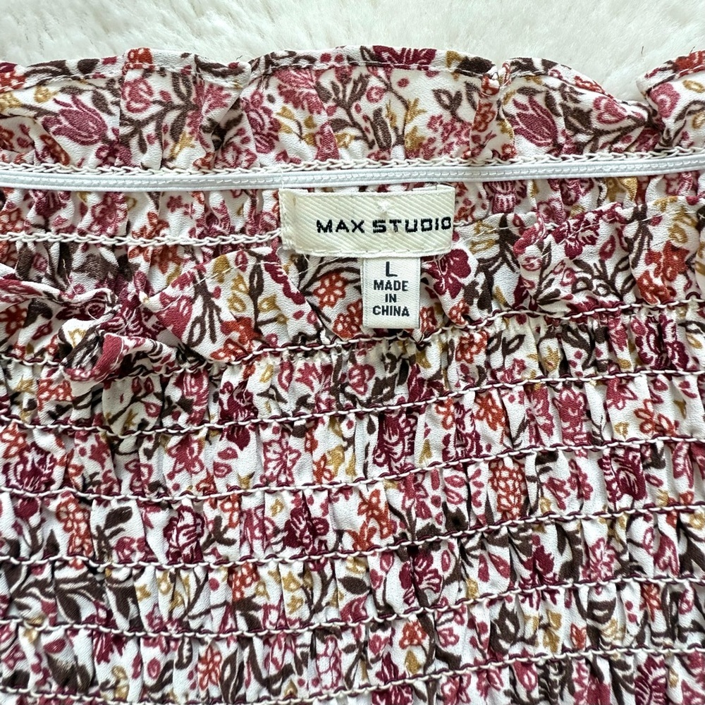 Max Studio women floral print blouse size L - Picture 4 of 7
